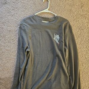 Retrofit Long Sleeve Shirt - Gray with Embroidered Detail